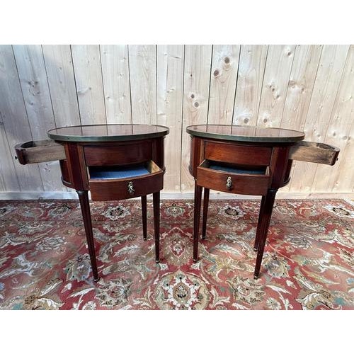 Louis XVI Style Oval Bedside Tables, Set of 2 For Sale - Image 7 of 10