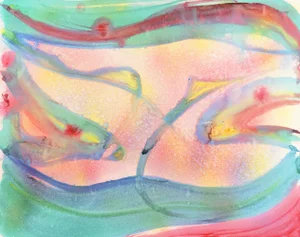 'Rainbow Abstract' by Hamid Hourian, 1985; Abstract Expressionist Watercolor, San Francisco Bay Area