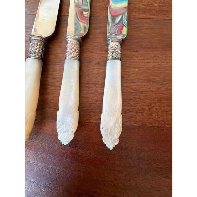 Antique Bailey Banks & Biddle Mother of Pearl and Sterling Silver Desse - Set of 4 For Sale - Image 4 of 5