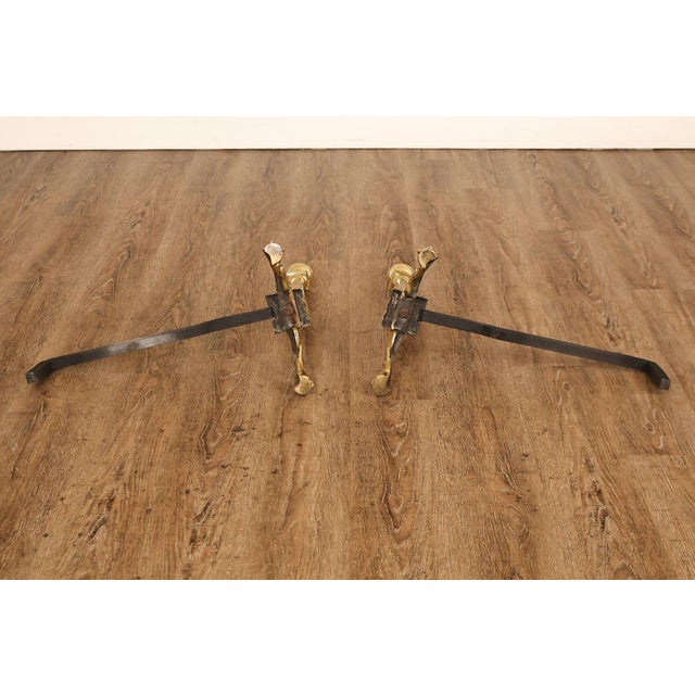 Federal Style Pair Of Brass Andirons For Sale - Image 11 of 18