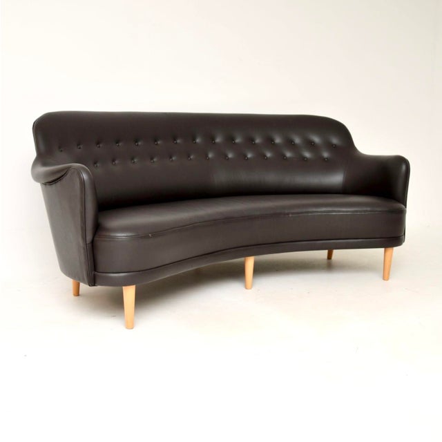 Swedish Leather Sams Sofa by Carl Malmsten, 1960s For Sale - Image 11 of 11