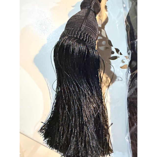 2020s Pair of Black 30 Inch Drapery Tie Back Tassels For Sale - Image 5 of 6