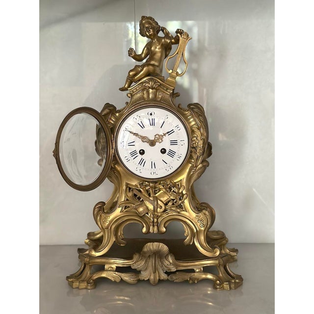 Metal 19th C French Louis XVI Gold Bronze Mantel Clock - 1 Pc For Sale - Image 7 of 18