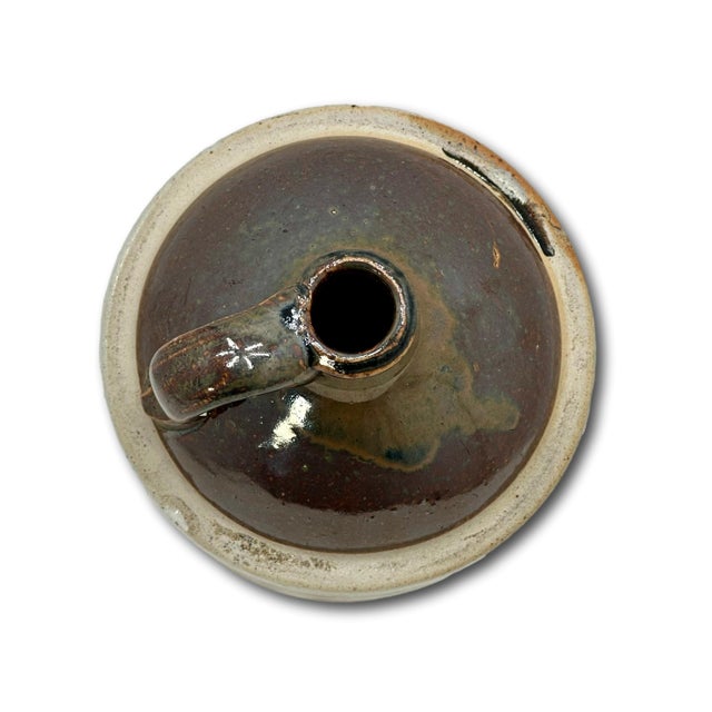 Nice Small Antique 1/2 Gallon Size Stoneware Wholesale Liquor Merchants Jug From Little Falls New York For Sale - Image 16 of 18