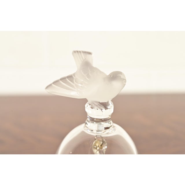 Glass Lalique "Pinsons" Art Deco Frosted Sparrow Crystal Table Bell For Sale - Image 7 of 12