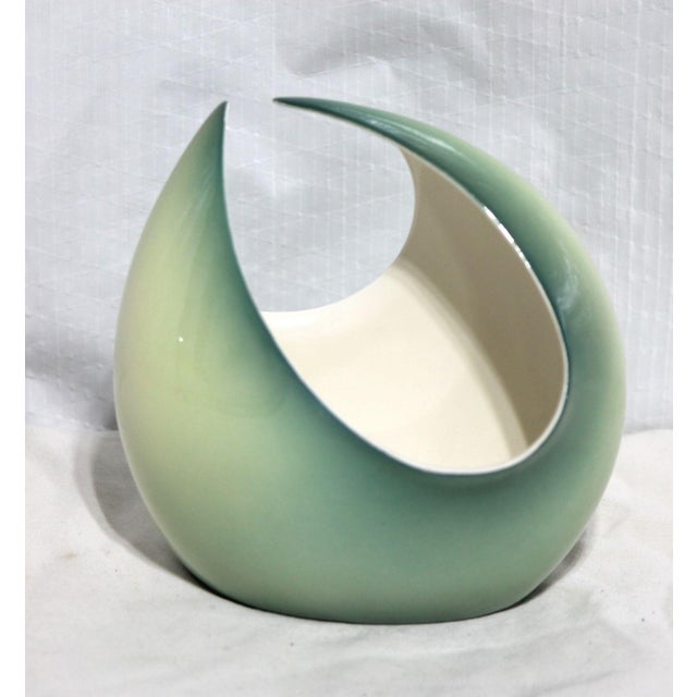 Rare 1950s Torino, Italy Green Ottavio Galante (1894-1974) Ceramic Vase For Sale - Image 4 of 7