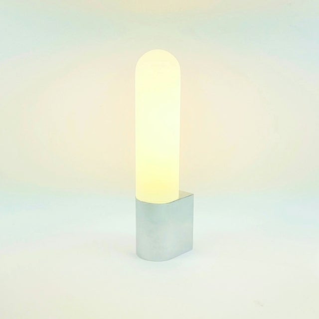 Glashütte Limburg 1970s Mid-Century Opaline Glass & Chrome Wall Lights/Sconces From Limburg - a Pair For Sale - Image 4 of 9