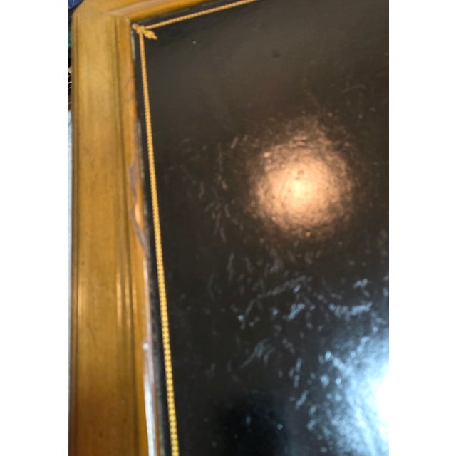 Vintage Brandt Regency Revival Neoclassical Writing Desk With Black Tooled Leather Inset Top For Sale - Image 10 of 16