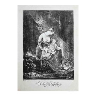Teacher of Fragonard, Original Lithograph after-m.lle Maye, 1800s For Sale