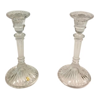 Vintage Blow Crystal Candle Holder Sticks - Pair For Sale