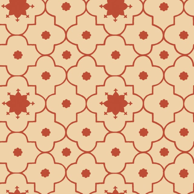 Contemporary Sample - Schumacher Taj Trellis Wallpaper in Pomegranate For Sale - Image 3 of 3