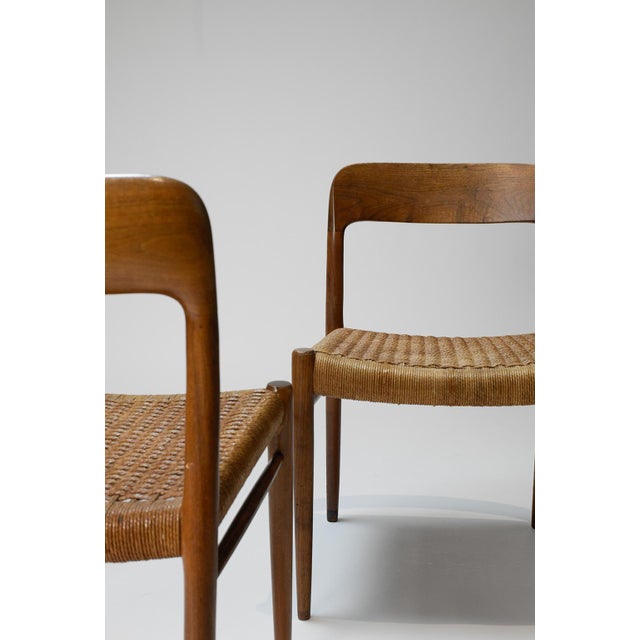 1960s Neils O. Möller Model 77 Dining Chairs, Teak & Papercord, 1960s For Sale - Image 5 of 6