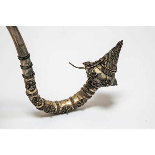 Metal Asian Metal Filigree Opium Pipe, Silver Plate, Chinoiserie Style, 1920 For Sale - Image 7 of 17