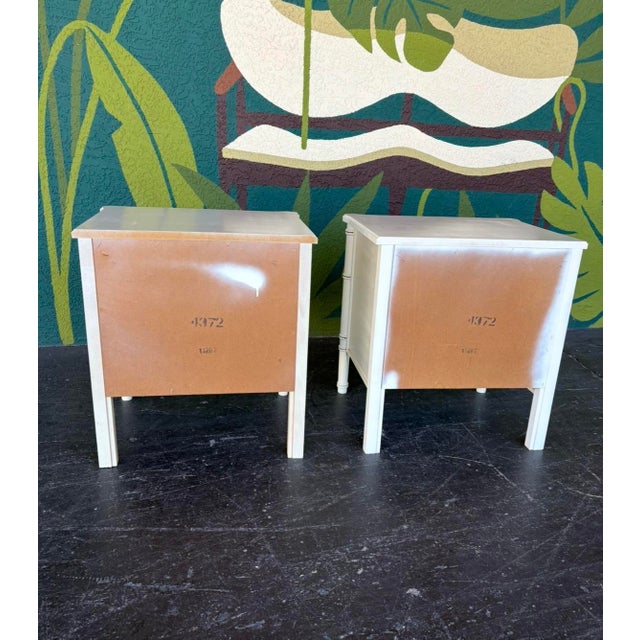 Wood Vintage Faux Bamboo Nightstand Pair For Sale - Image 7 of 11
