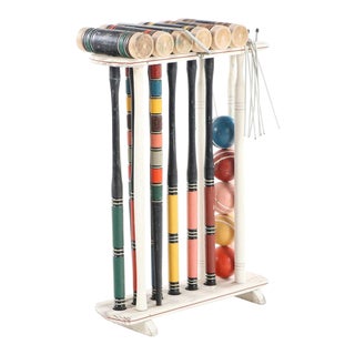 Vintage Painted Wood Croquet Set - 29 Piece