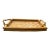 Vintage Chinese Woven Bamboo Serving Tray With Rope Handles | Herringbone Weave For Sale