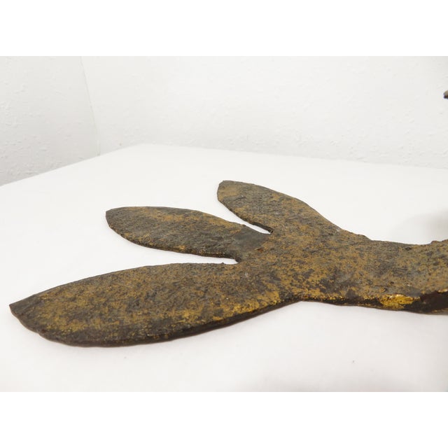 VTG Large 36" Hand Forged Iron Gold Gilt Candle Holder ~ Brutalist Art Retro MCM For Sale - Image 4 of 18