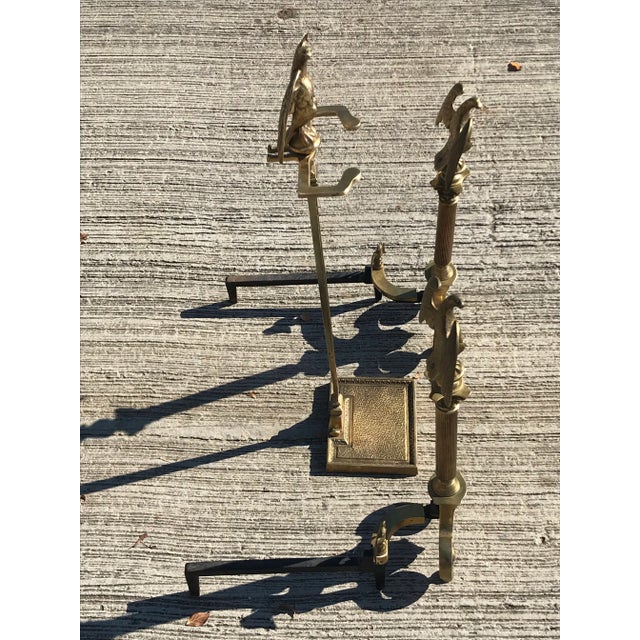 Pair of Cast Brass Federal Style Eagle Andirons For Sale In Dallas - Image 6 of 9