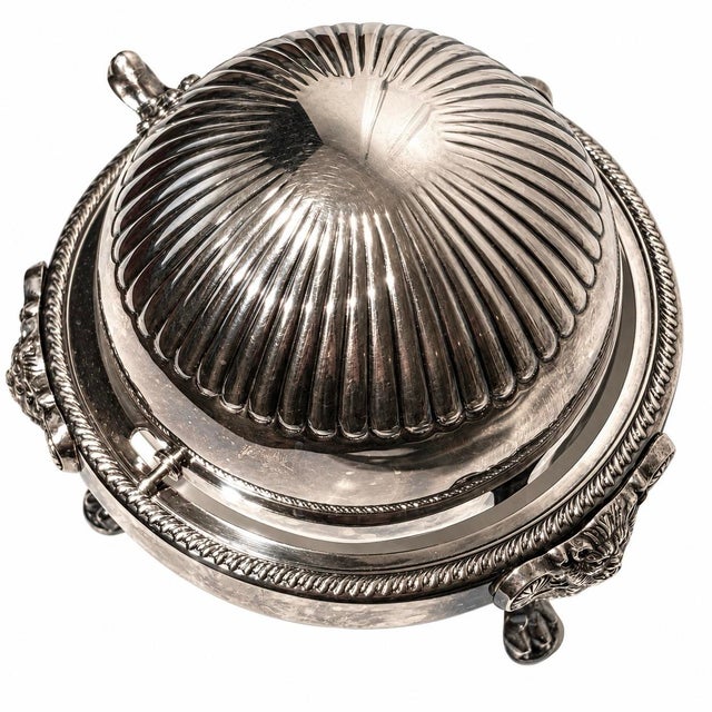 Vintage f.b. Rogers Silver Caviar Dome Dish Lion Paw Feet Ornate For Sale In Chicago - Image 6 of 10
