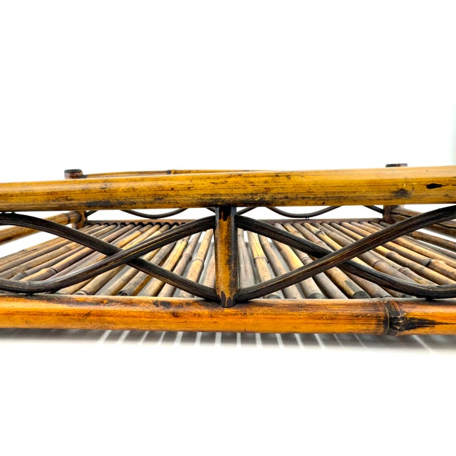 Vintage Mid Century Bamboo and Rattan Tray With Lattice Detail For Sale In Little Rock - Image 6 of 11