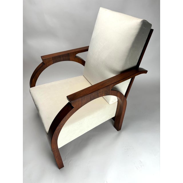 Art Deco Arched Sculptural Wooden Armchair, Italy, 1930s For Sale - Image 10 of 14