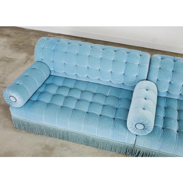 Early 21st Century George Smith Tufted Mohair Velvet Sectional Sofa For Sale - Image 5 of 12