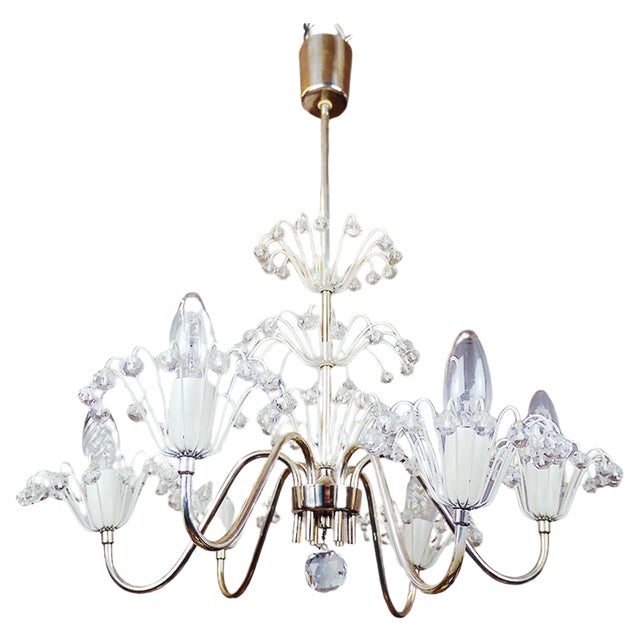 Pyra Chandelier in Crystal & Brass from Rupert Nikoll, Austria, 1950s For Sale