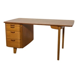 Art Deco Oak Desk by Gunnar Ericsson for Åtvidaberg / Facit AB, Sweden, 1950s For Sale