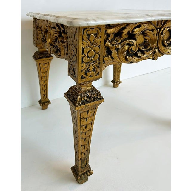 1900 - 1909 Italian Late 19th-Early 20th Century Louis XVI Style Giltwood and Marble Table For Sale - Image 5 of 10