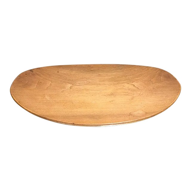 1960s Sculptural Oval Platter Solid Wood Plate Serving Tray For Sale