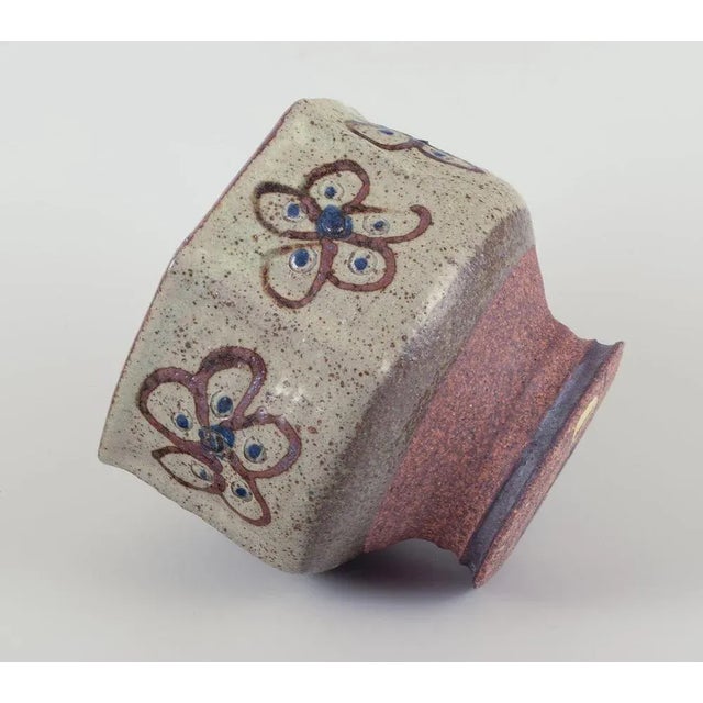 1970s Hexagonal Ceramic Vase in Raku Technique from Birgit Krog, 1970s For Sale - Image 5 of 8
