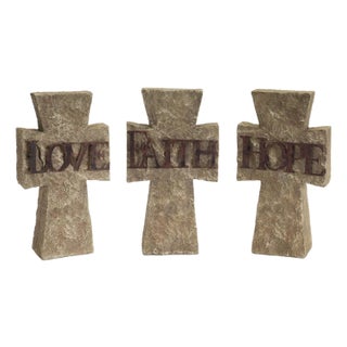 Stone Tabletop Sentiment Cross (Set of 3) For Sale