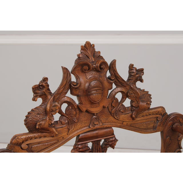 19th Century Pair Vintage Continental Figural Carved Armchairs For Sale - Image 5 of 18