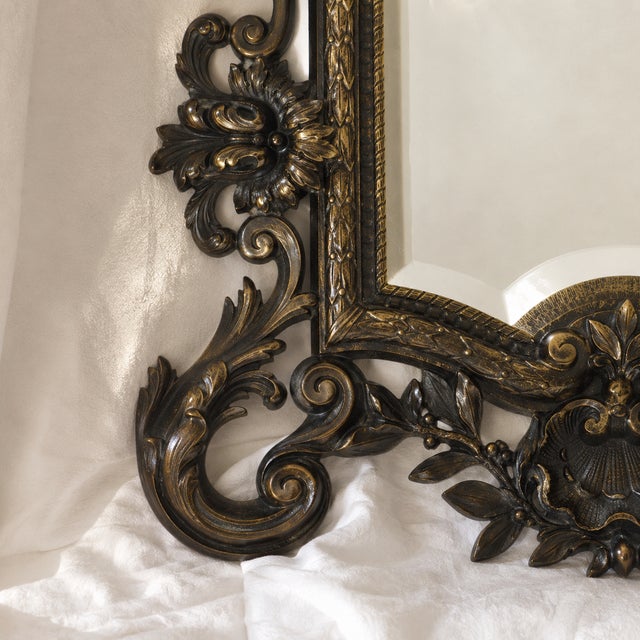 Metal Beveled Bronze Mirror Dating from the Second Empire, Louis Xv Style For Sale - Image 7 of 12