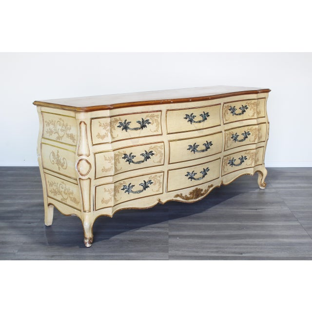 Vintage French Style Cream Dresser of Nine Drawers Chairish