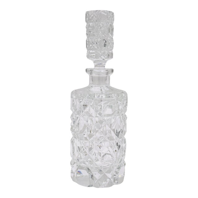 English Art Deco Cut Glass Diminutive Decanter, Circa 1930s For Sale