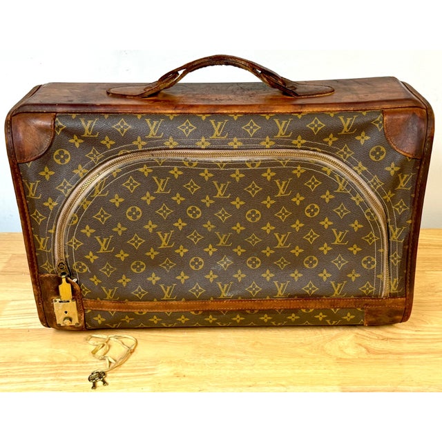 Vintage Louis Vuitton Canvas & Leather Monogram Diminutive Suitcase, Circa 1970s For Sale - Image 9 of 18