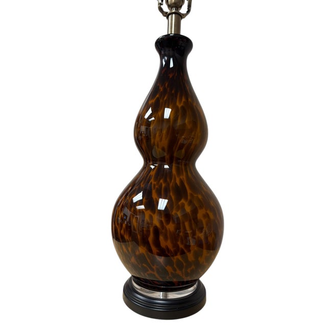 Brown Bombay Blown Tortoise Art Glass Lamp For Sale - Image 8 of 15