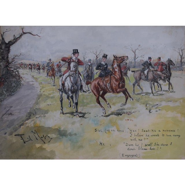 Traditional She and He Fox Hunt Scene Watercolour by George Finch Mason For Sale - Image 3 of 8