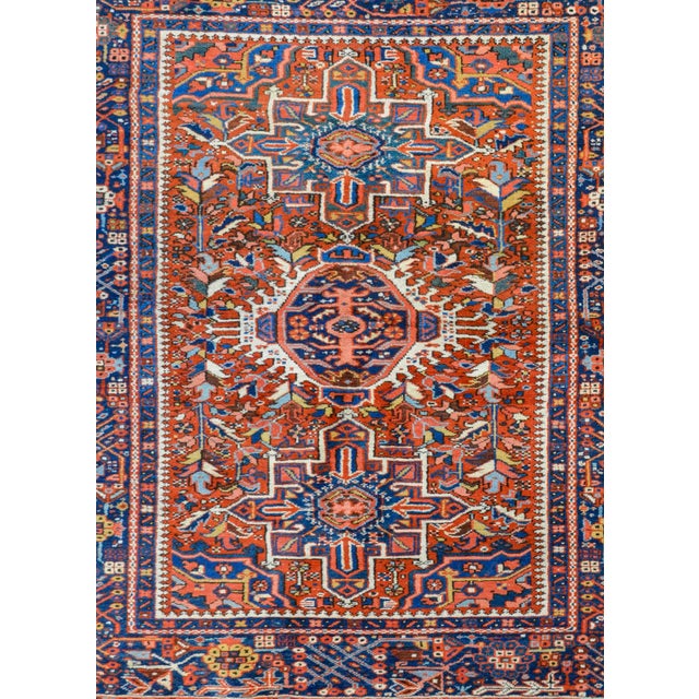 A beautiful early 20th century Persian Karajeh rug with three large medallions against an intricately woven field of...