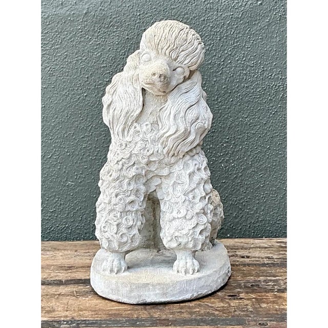 Vintage Cement Poodle Dog Statue For Sale - Image 9 of 12