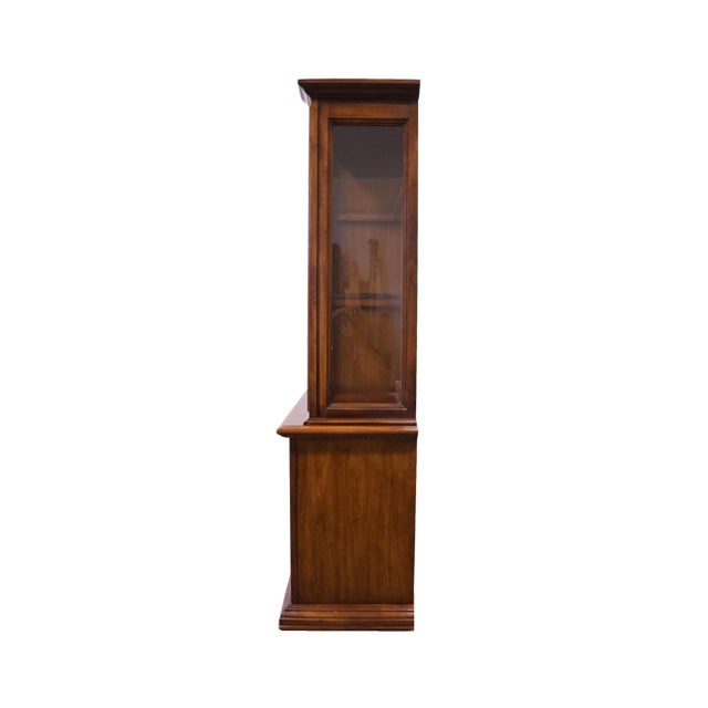 Stanley Furniture Solid Walnut Italian Provincial 66" Buffet W. Lighted Display China Cabinet W. Grilled Doors 8311-04 For Sale - Image 14 of 15