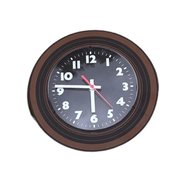 Brown Opart Style Wall Clock Weimar, Germany, 1970s For Sale - Image 8 of 8