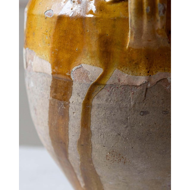 19th Century French Glazed Terracotta Jug with Ochre Yellow Glaze For Sale - Image 11 of 12