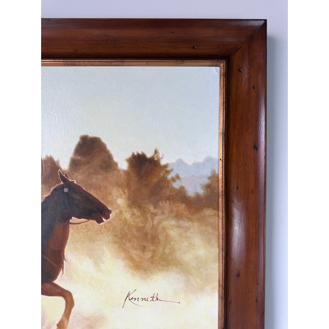 Vintage Kenneth Rustic Western Cowboy Oil on Canvas Painting – Framed For Sale - Image 11 of 15