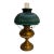 Antique Brass Oil Lamp Rayo Electrified Emerald Green Glass Shade For Sale
