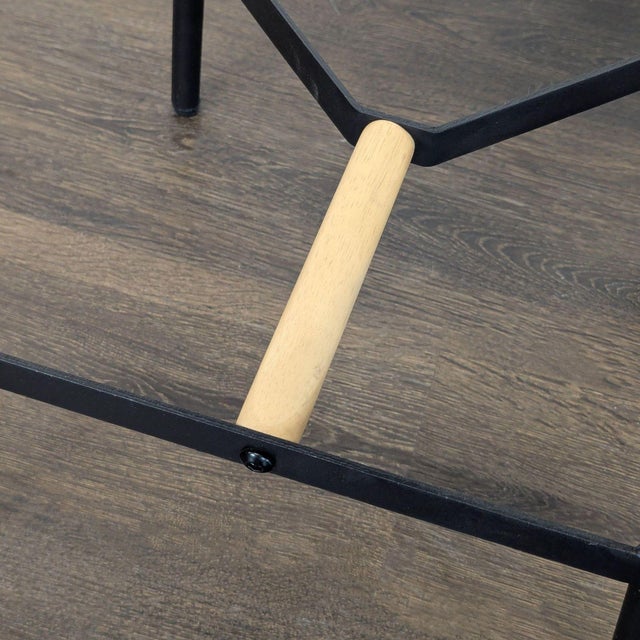 Modern Black Metal & Wood Round Stool – Minimalist Design For Sale - Image 9 of 9