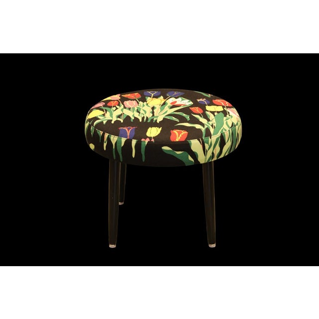 Round Stool in Linen Fabric from Svenskt Tenn, 1960s For Sale - Image 13 of 15
