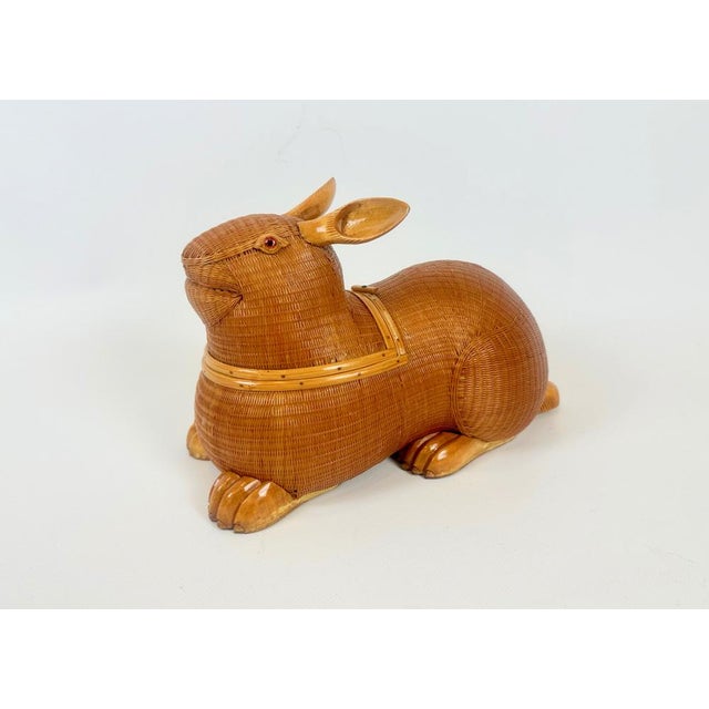 Shanghai Zhejiang Handicrafts Collection Wicker Rabbit Box, 1950s For Sale - Image 14 of 14