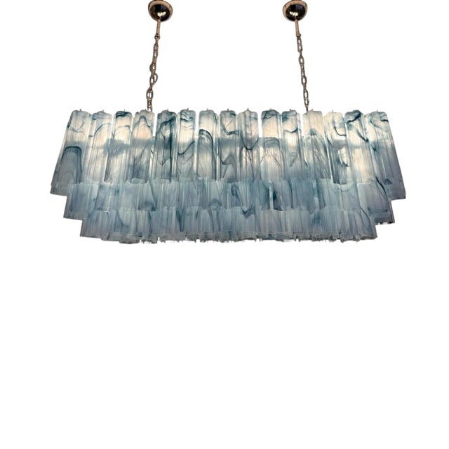 Contemporary Italian Pendant Light in Blue Murano Glass from Justfurnituress SRL For Sale - Image 3 of 12